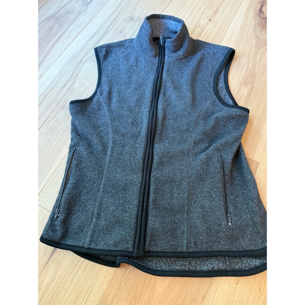 GAP Fleece Vest Women Small Grey Vintage 90s Full Zip Mock Neck Gorpcore 10/99
